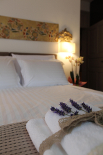 Room with comfortable, double bed